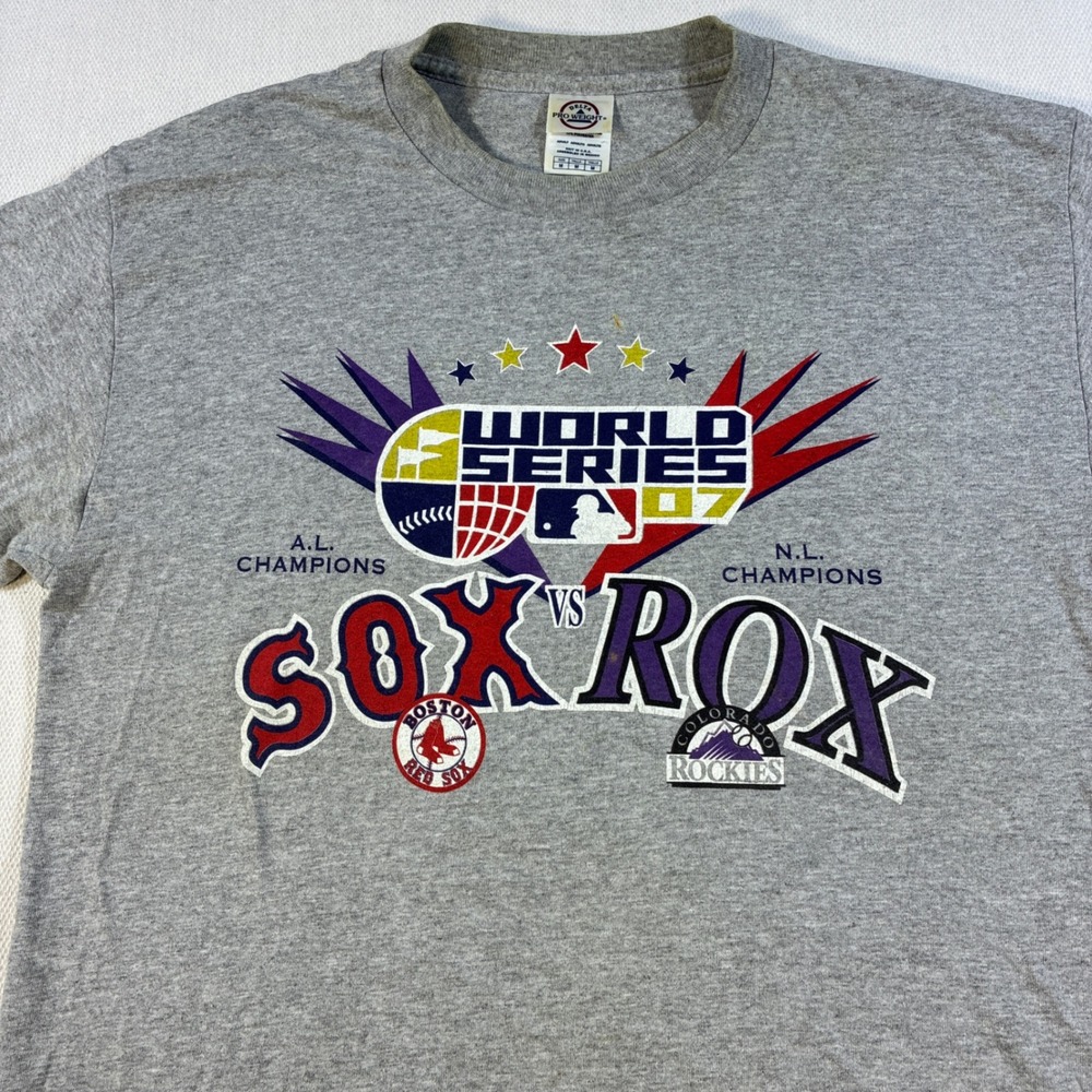 Vintage 2007 World Series Sox vs Rox MLB T-Shirt‎ Mens Medium Grey Delta Pro